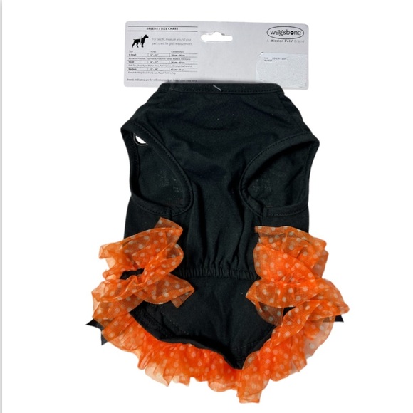 NWT wag&bone  “Mommy's Little Pumpkin” Black & Orange Ruffled Pet Dress Sz Small - Picture 6 of 8